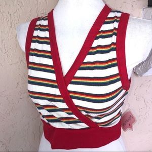 Love Wins crop top pride rainbow knit stripe sleeveless XL tank lgbtq+
